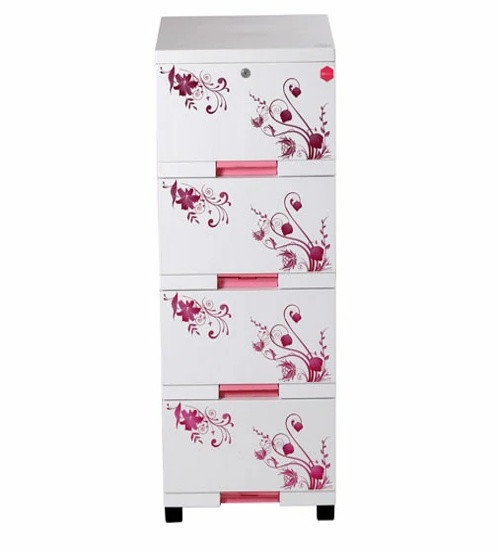 Premio Silver Advance Wardrobe - 4 Drawer-Pink White